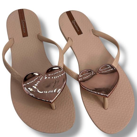 Ipanema Shoes - NEW Ipanema Wave Heart Flip Flop Sandals Size 8 Pink Rose Gold Flip Flops
